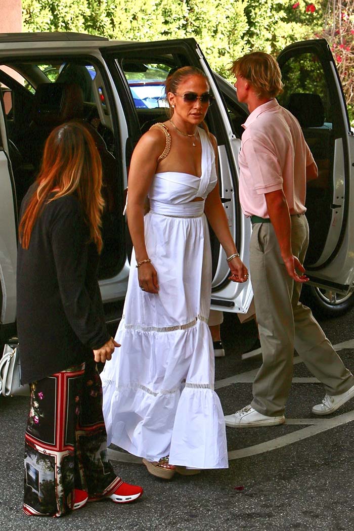 jennifer Lopez white ALC dress July 2021 beverly hills